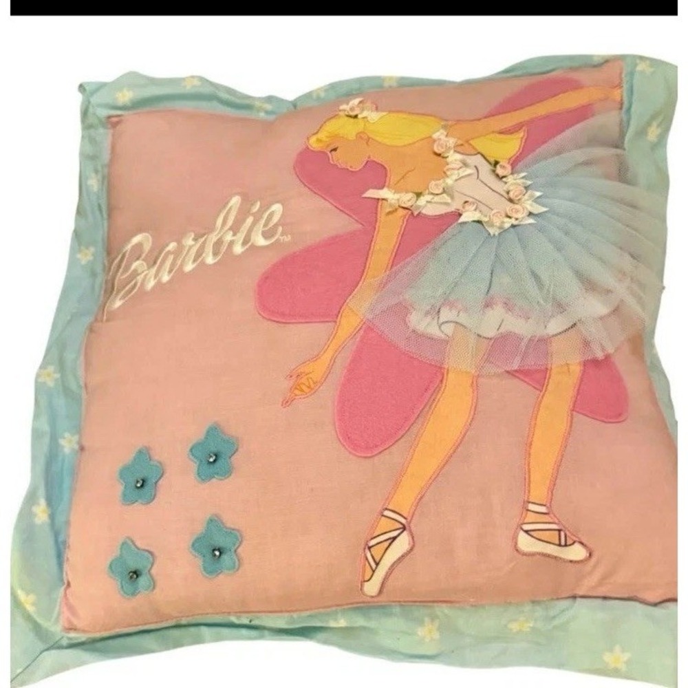 Vintage 2004 Barbie Ballerina Decorative Pillow Tulle Skirt Jay Franco Pink